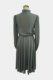 NICOLE Green Long Sleeve Sheer Midi Dress