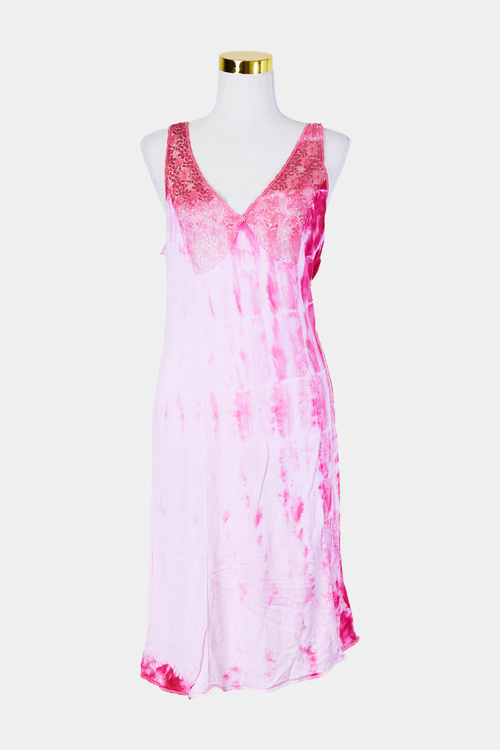 Assorted Brands Pink Tie Dye Lace Detail Slip Dress