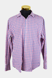 Van Heusen Fuschia and Blue Plaid Button Down Shirt
