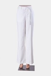 C/meo Collective White High Waisted Belted Trousers