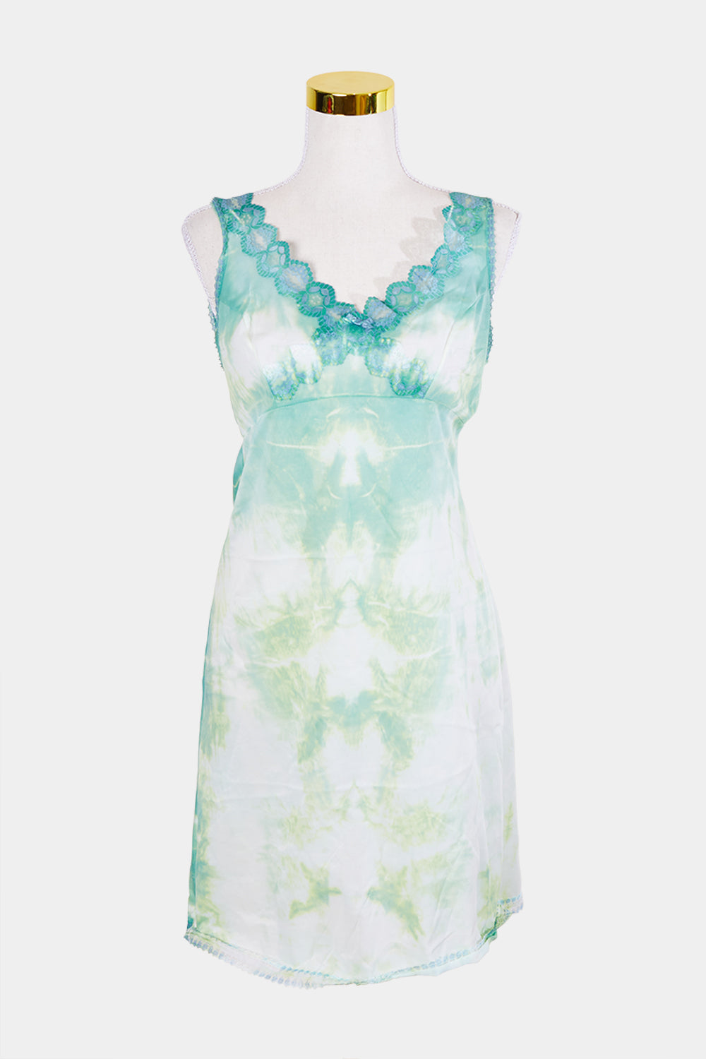Assorted Brands Green Tie Dye Lace Detail Slip Dress