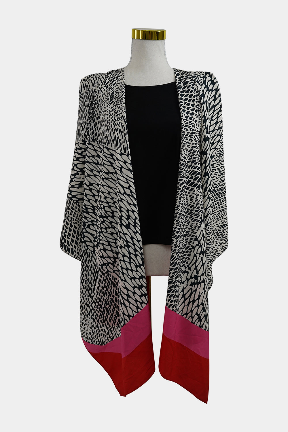 Anthea Crawford Black, White, Pink Patterned Tie Tank