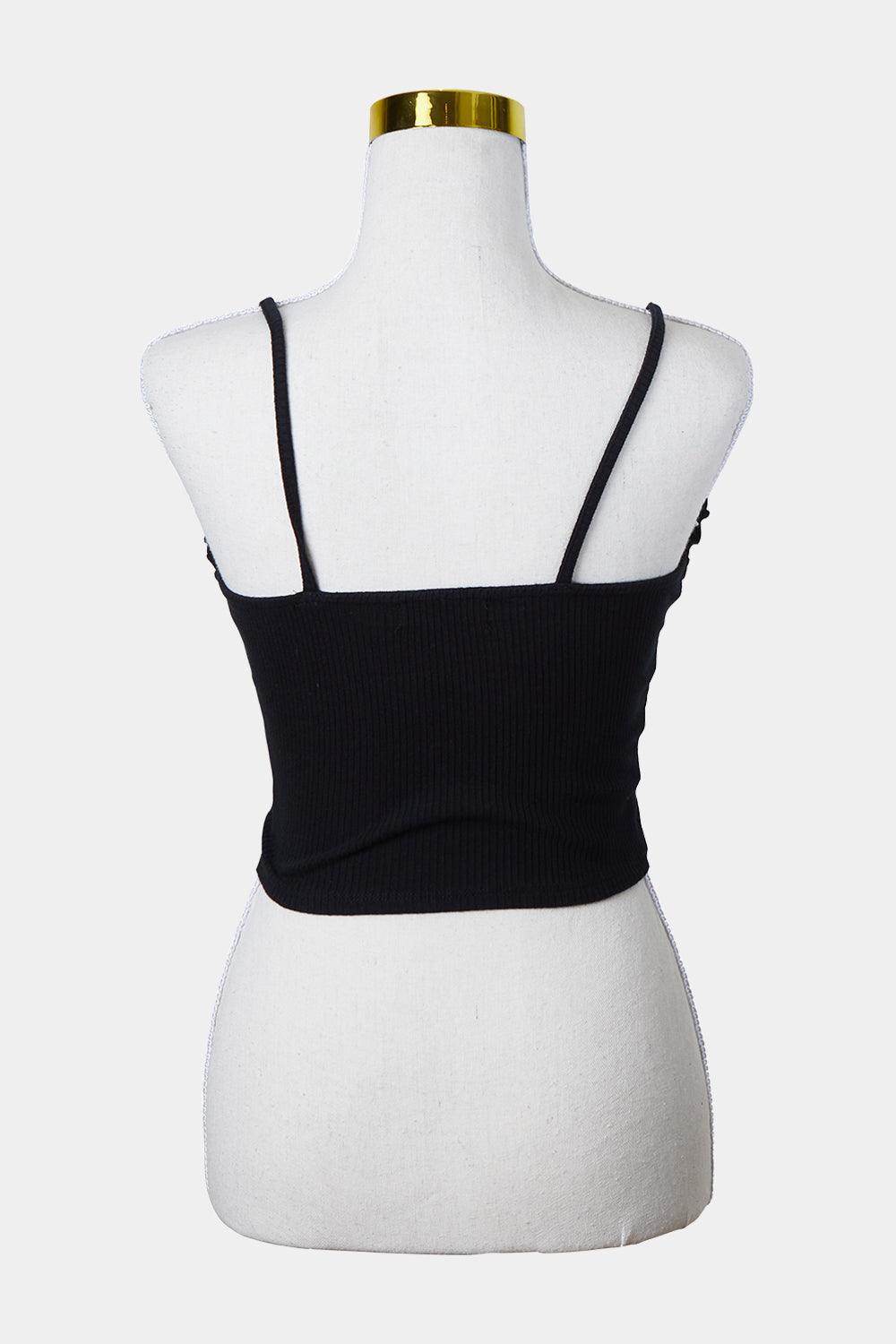 GLASSONS Black Frill Crop Stretch Singlet