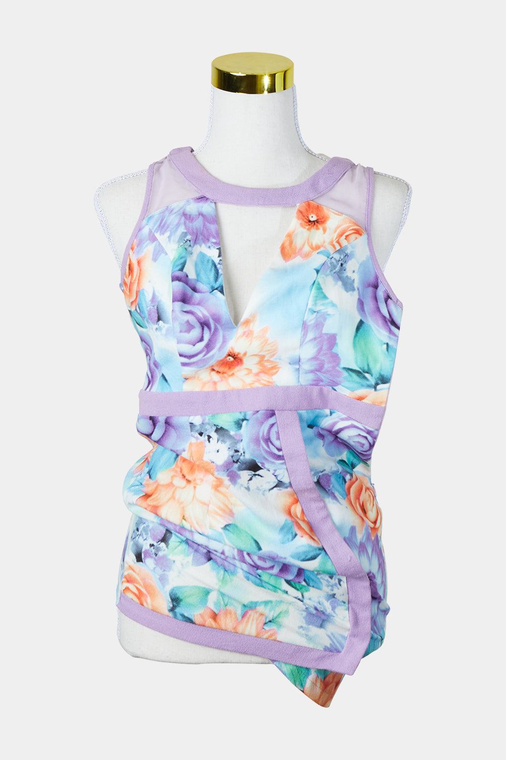 PARADISCO Lilac Print Mesh Back Mini Dress