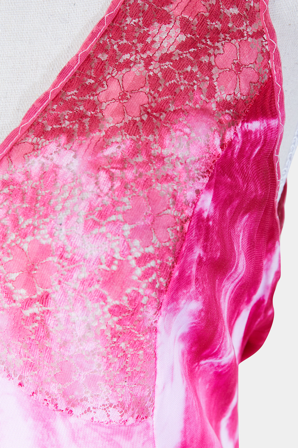 Assorted Brands Pink Tie Dye Lace Detail Slip Dress
