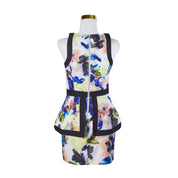 DOTTI Yellow White Blue Purple Orange Print High Neck Mini Dress