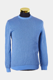 COS Blue Pattern Knit Sweaterr