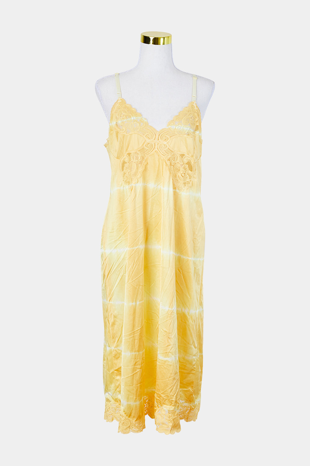 Vanity Fair Yellow Tie Dye Lace Detail Slip Dress