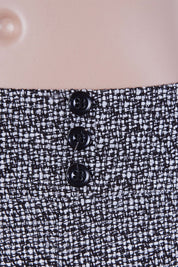 ESPRIT Black and White Tweed Box Pleat Button Detail Skirt