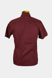 ASOS Burgundy Spot Button Down Short Sleeve Shirt