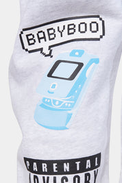 BABYBOO Grey Marle Printed Tracksuit Pants