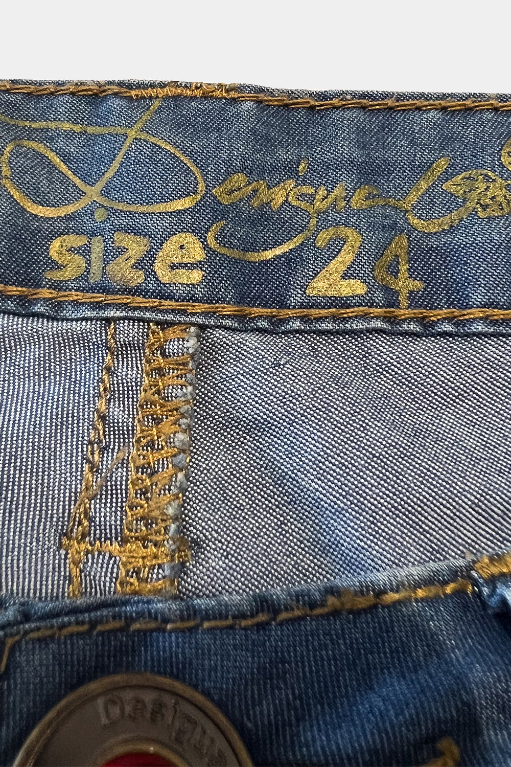 DESIGUAL Blue Denim Look Embroidered Joggeers