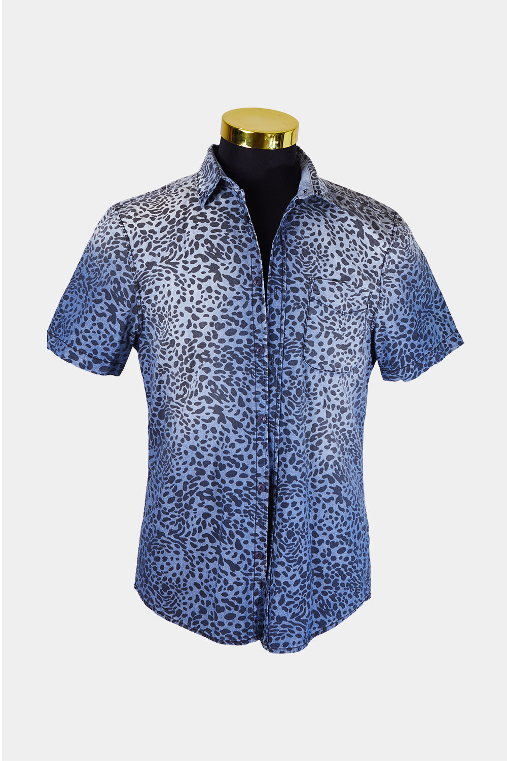 River Island Blue Cheetah Print Button Down Shirt