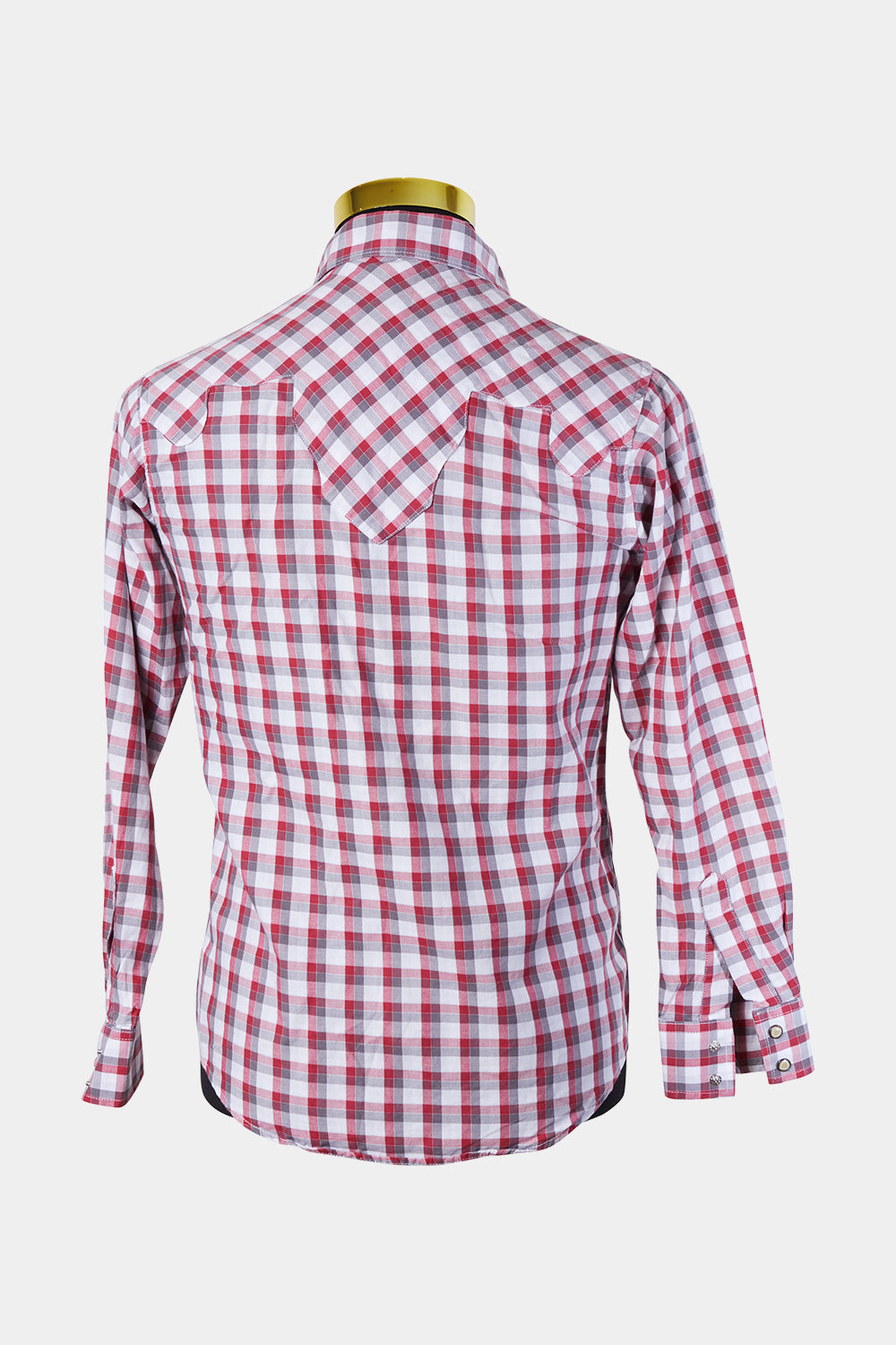 Wrangler Retro Red and Grey Plaid Western Detail Button Down Shirt