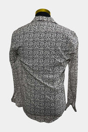 Zara Man White Black Patterned Button Down Shirt