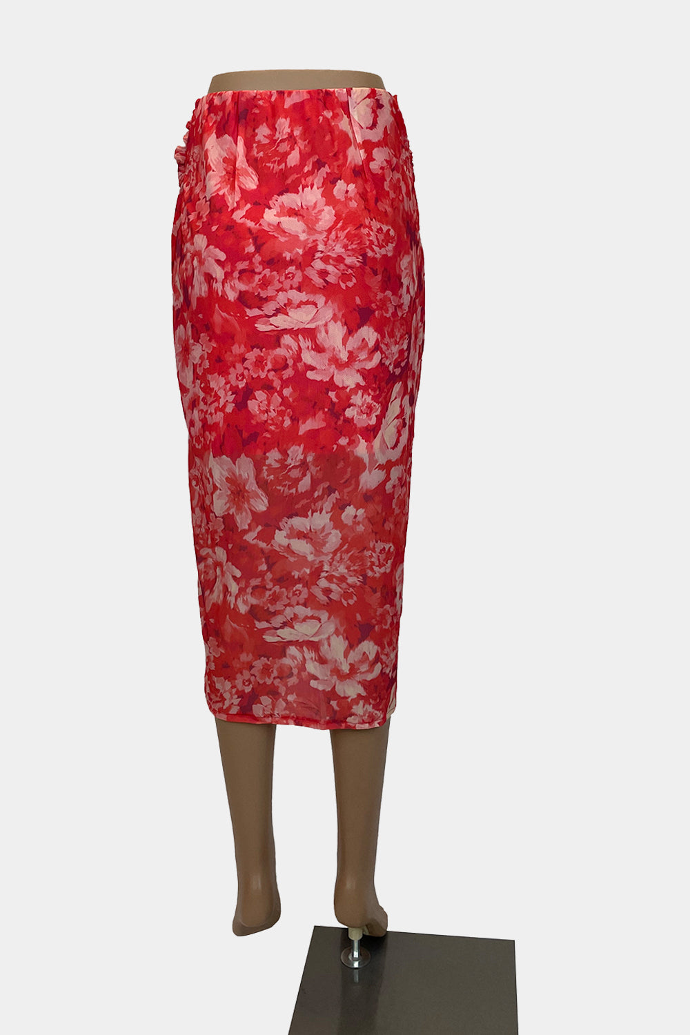 STRADIVARIUS Red Floral Skirt