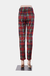 DANGERFIELD Red and Green Tartan Slim Fit Pants