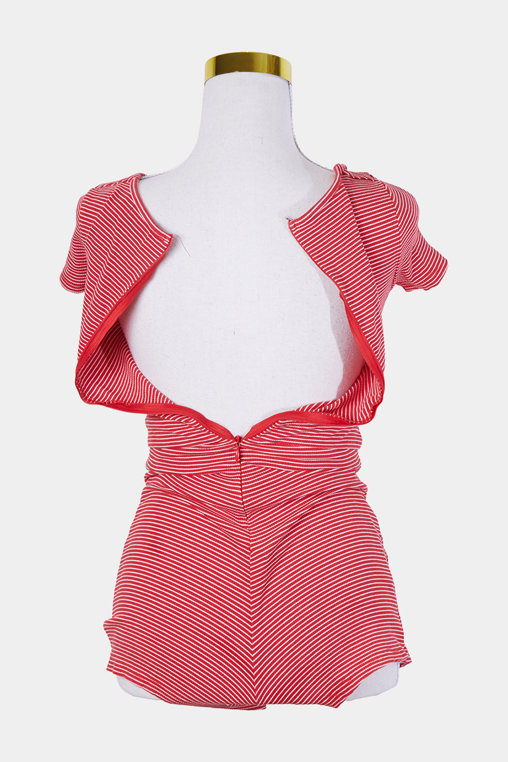 Tiger Mist Red and White Cut Out Detail Playsuit