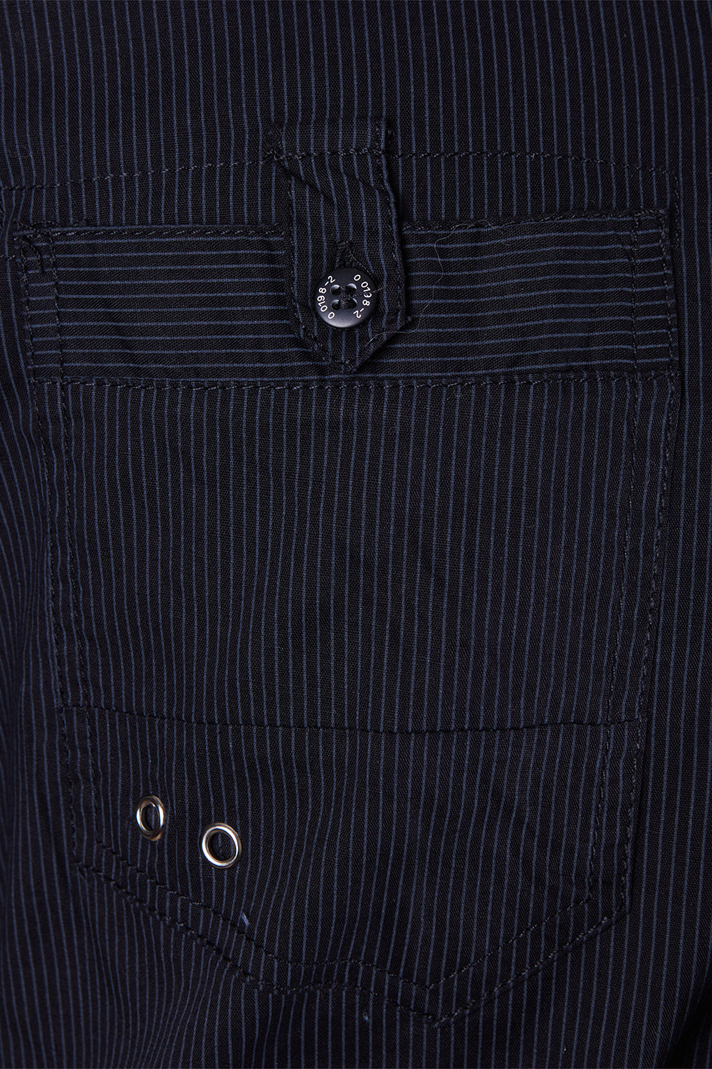 OAKRIDGE Black Pinstripe Short Sleeve Button Down Shirt