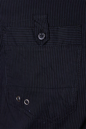 OAKRIDGE Black Pinstripe Short Sleeve Button Down Shirt