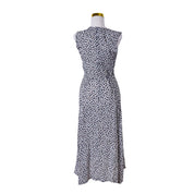 Faithfull The Brand Navy and White Floral Button Down Sleeveless Summer Dresrs