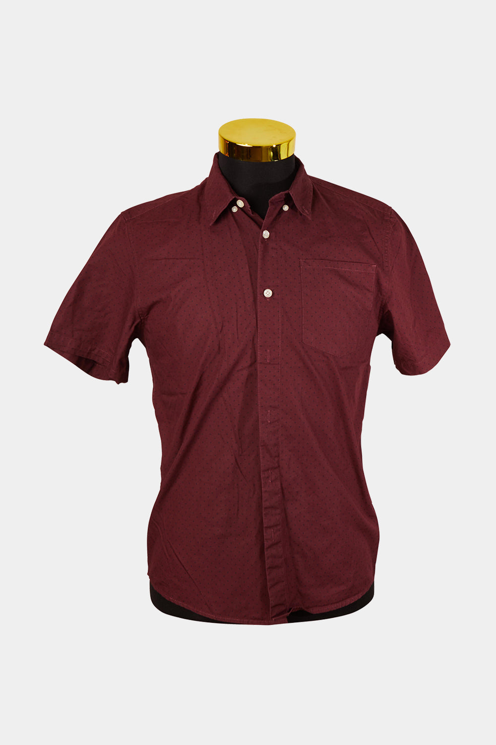ASOS Burgundy Spot Button Down Short Sleeve Shirt
