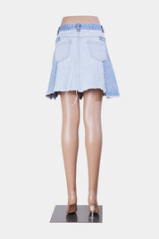 MPD Blue Two Tone Denim Mini Skirt