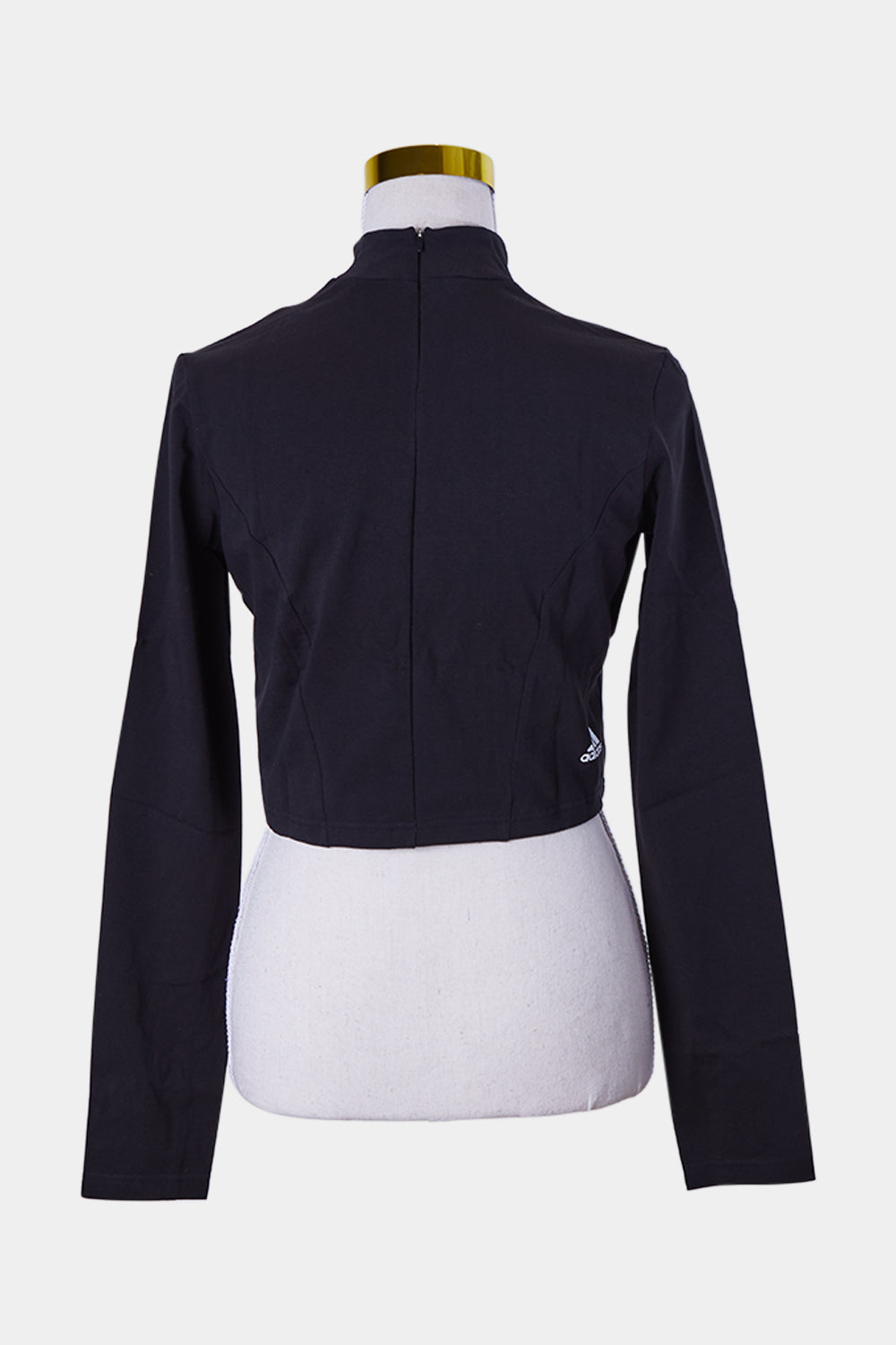 Adidas X Swarovski Black Glitter Stripe Detail High Neck Long Sleeve Crop