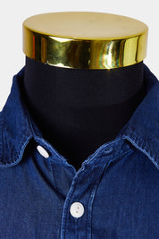 Jack And Jones Co Blue Denim Look Button Down Short Sleeve Shirt