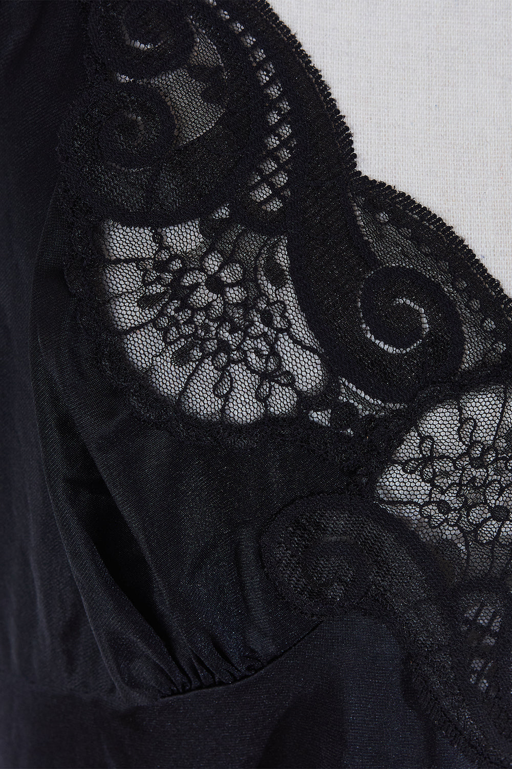 Vanity Fair Black Lace Detail Slip Dress