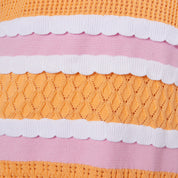 ALESSANDRA Orange Pink and White Knit Short Sleeve Midi Dress