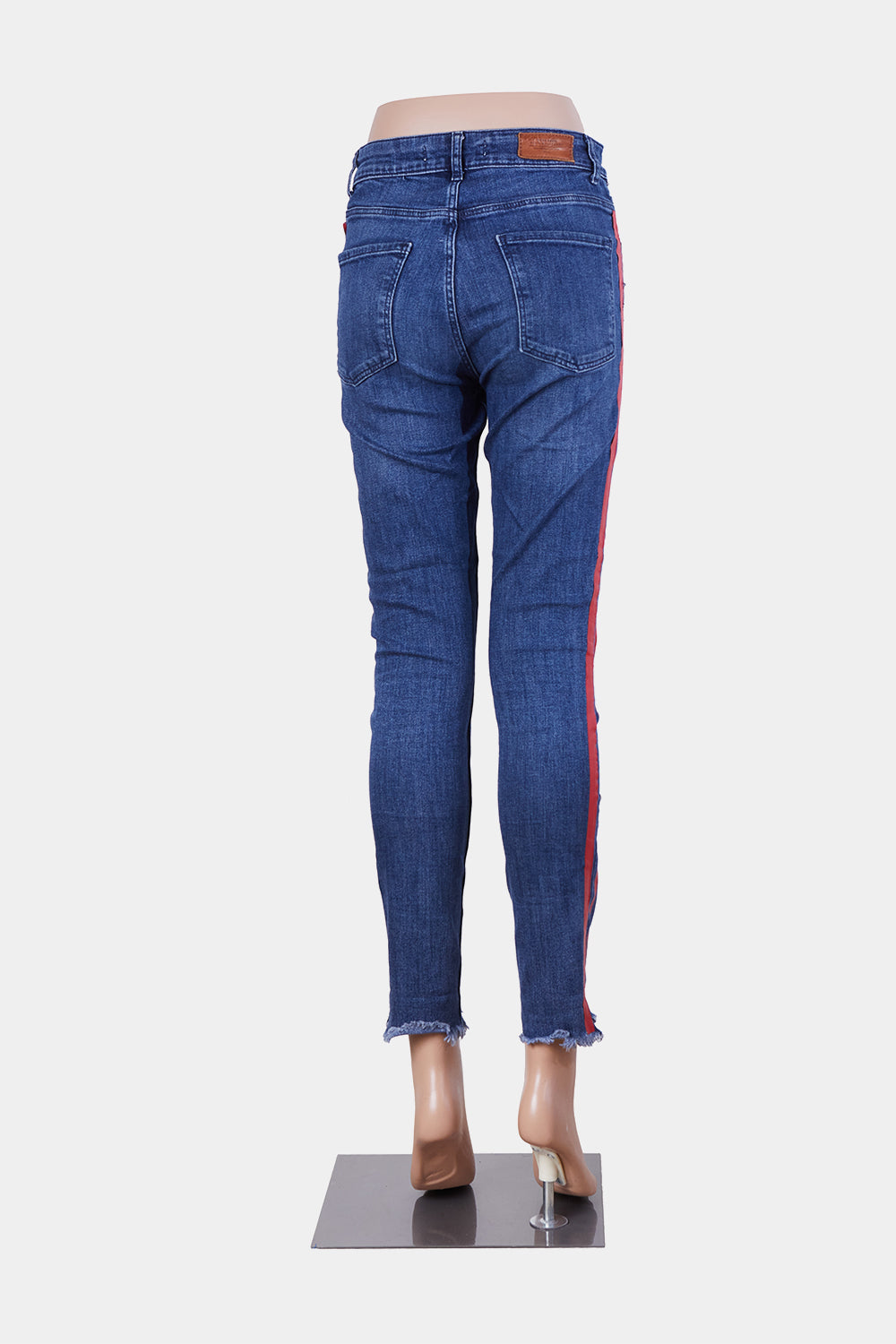 ZARA Blue and Red Skinny Cropped Jeans
