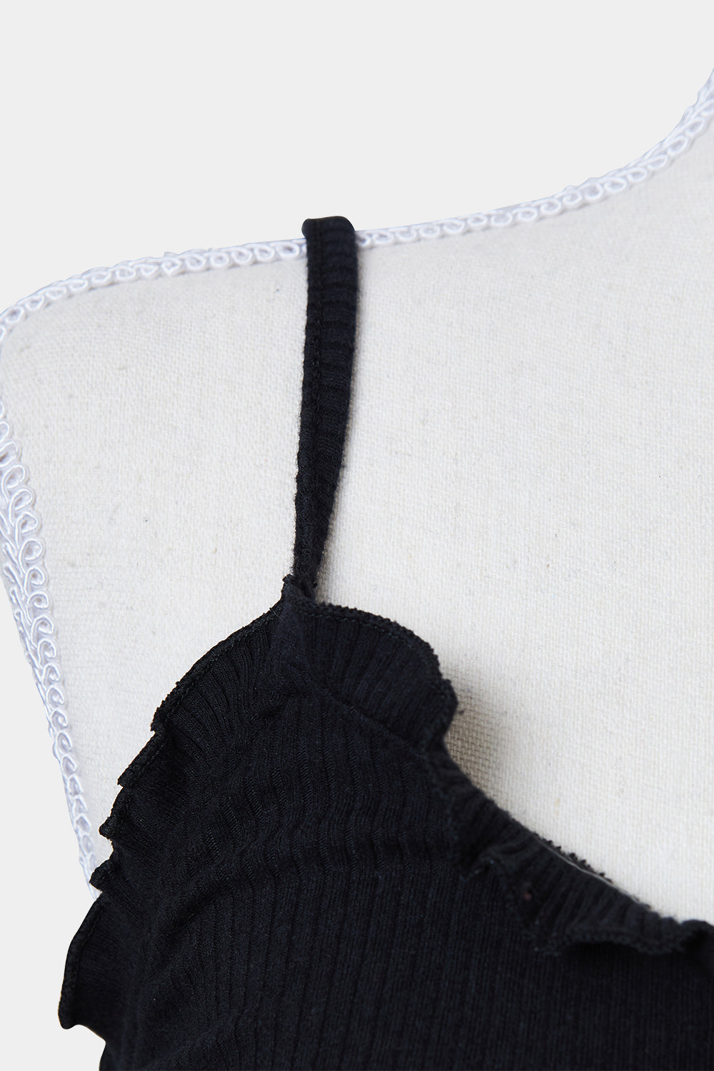 GLASSONS Black Frill Crop Stretch Singlet