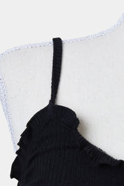 GLASSONS Black Frill Crop Stretch Singlet