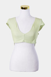 MOTEL Green V Neck Crop Top