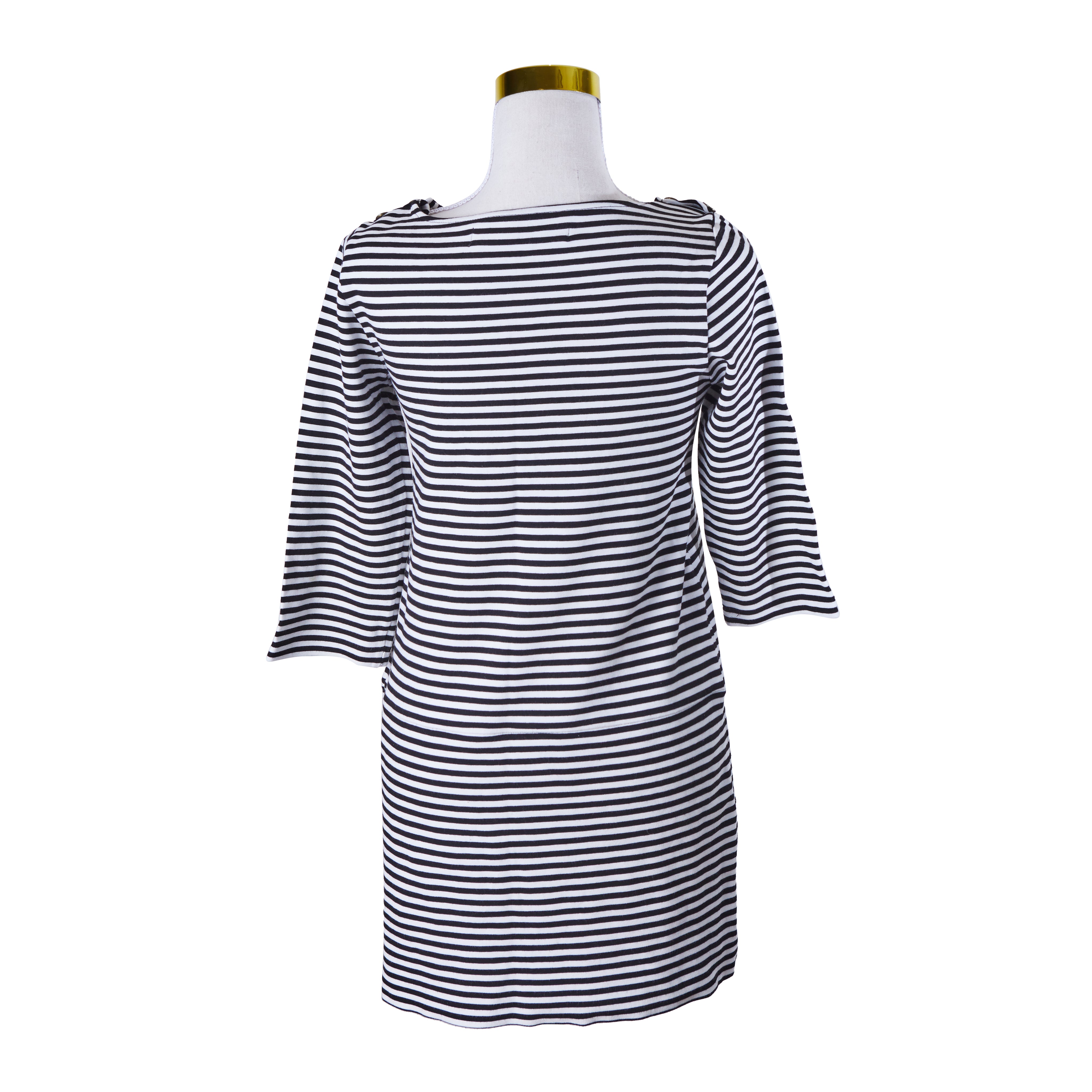 ZARA Black and White Stripe Long Sleeve Mini Dress