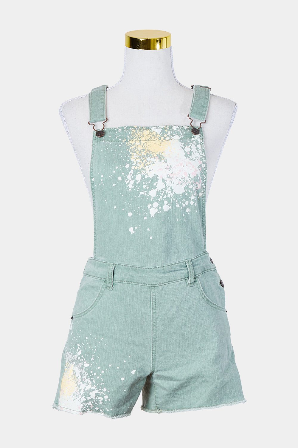 Cat And Jack Green Paint Splash Detail Denim Overalls