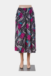 Booth Bay Black and Fuschia Floral Midi Skirt