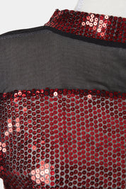 Assorted Brands Black and Red Sequin and Mesh High Neck Top