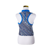 Sweaty Betty Blue Navy and Green Print High Neck Sports Top