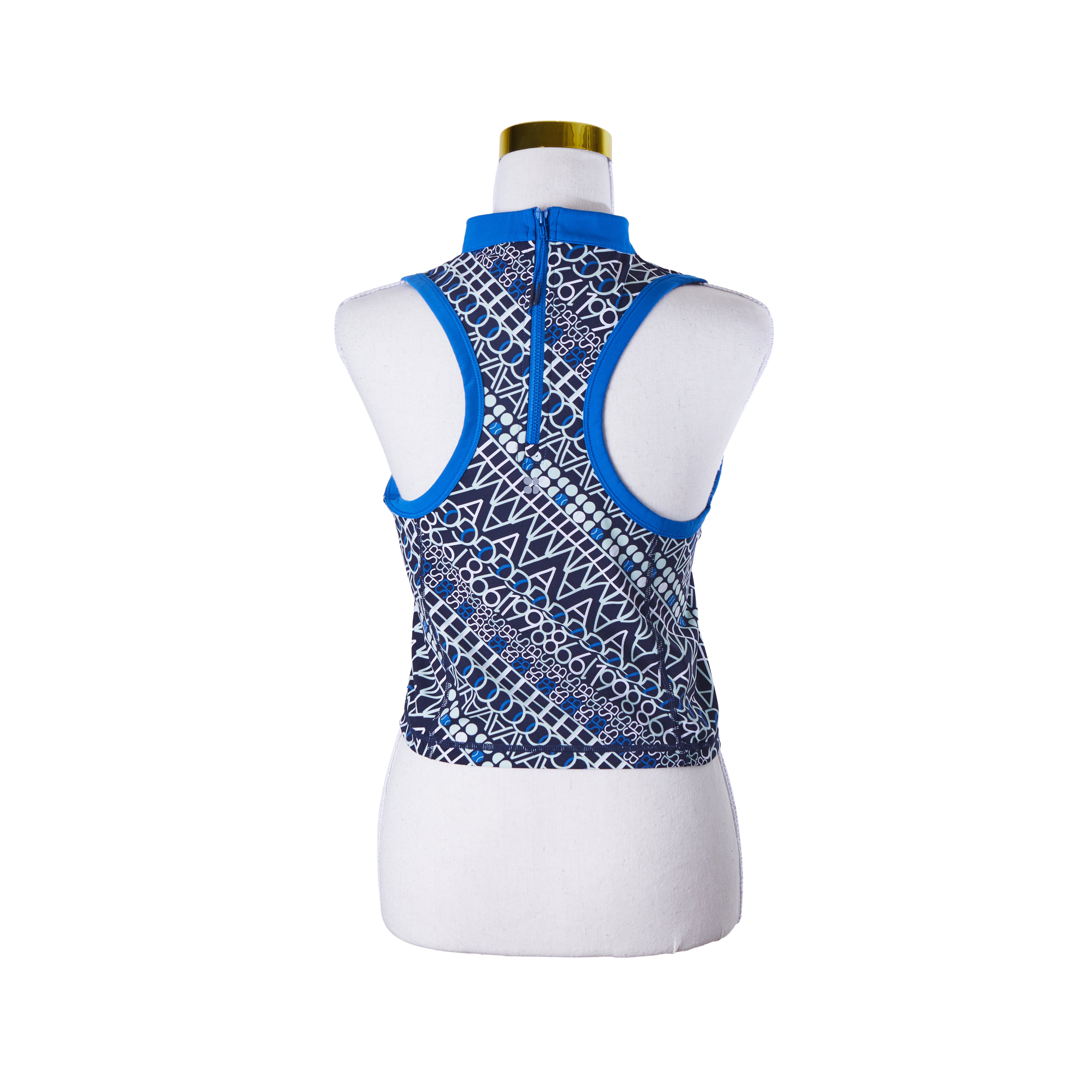 Sweaty Betty Blue Navy and Green Print High Neck Sports Top