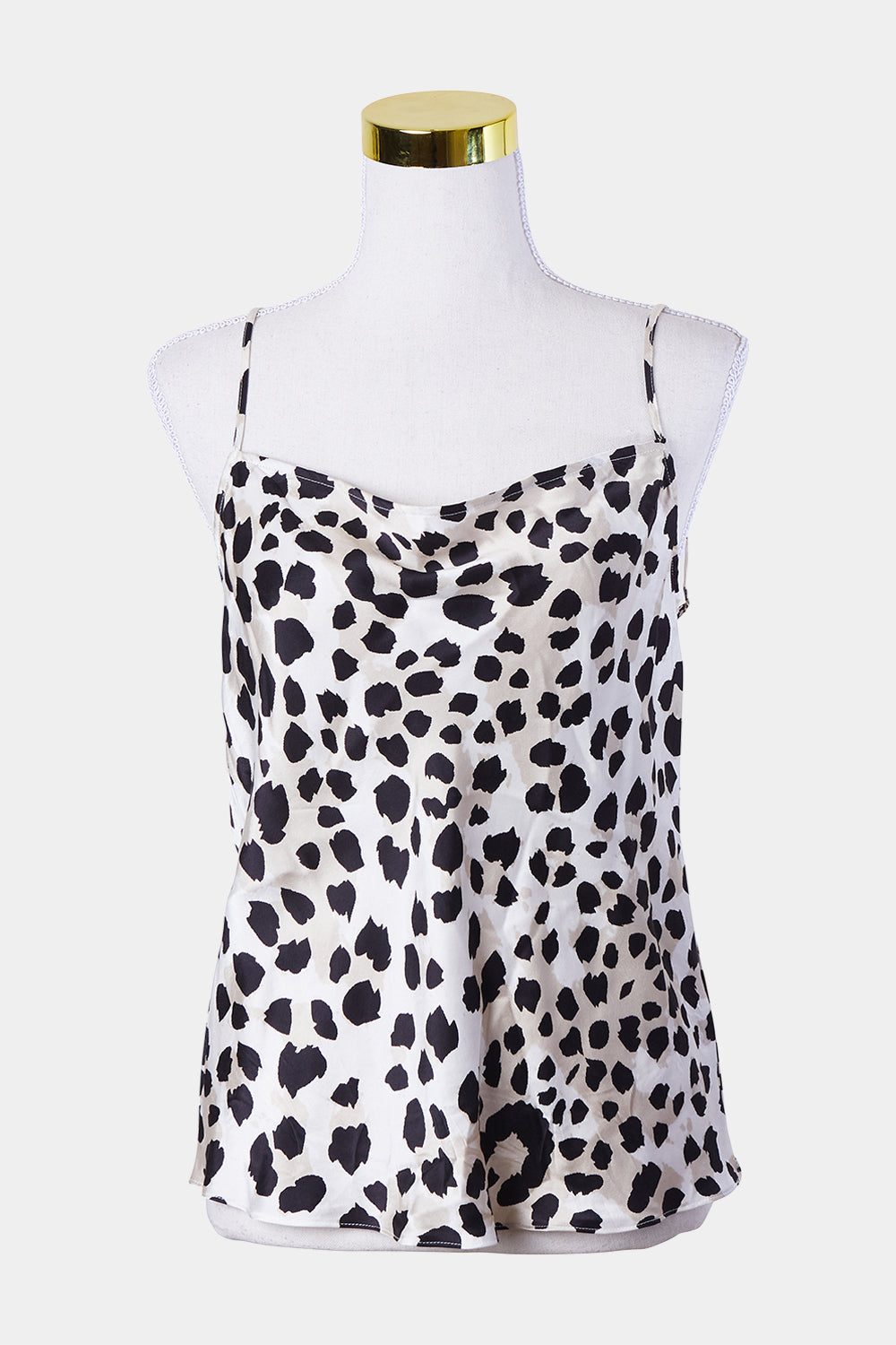 Silk Laundry Beige Leopard Print Cowl Neck Camisole