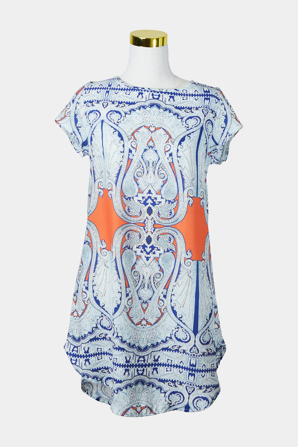Spicy Sugar Red, White, Blue Pattern Print Shirtdress