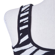 GLASSONS Black and White  Zebra Print Crop Top