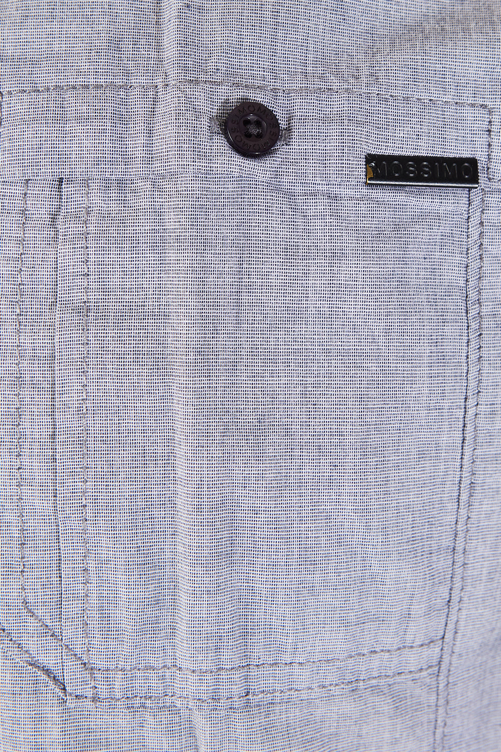 MOSSIMO Gray Chambray Button Down Short Sleeve Shirt