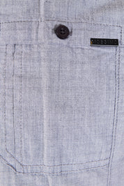 MOSSIMO Gray Chambray Button Down Short Sleeve Shirt