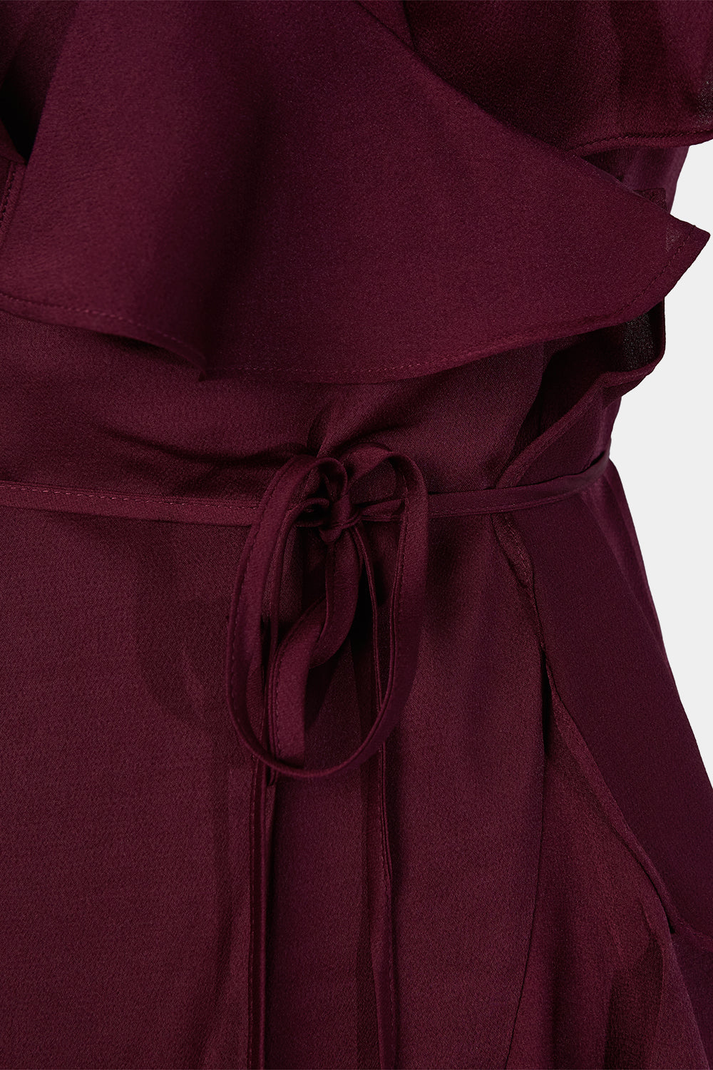 Shona Joy Burgundy Bias Frill Wrap Maxi Dress