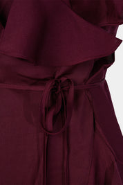 Shona Joy Burgundy Bias Frill Wrap Maxi Dress