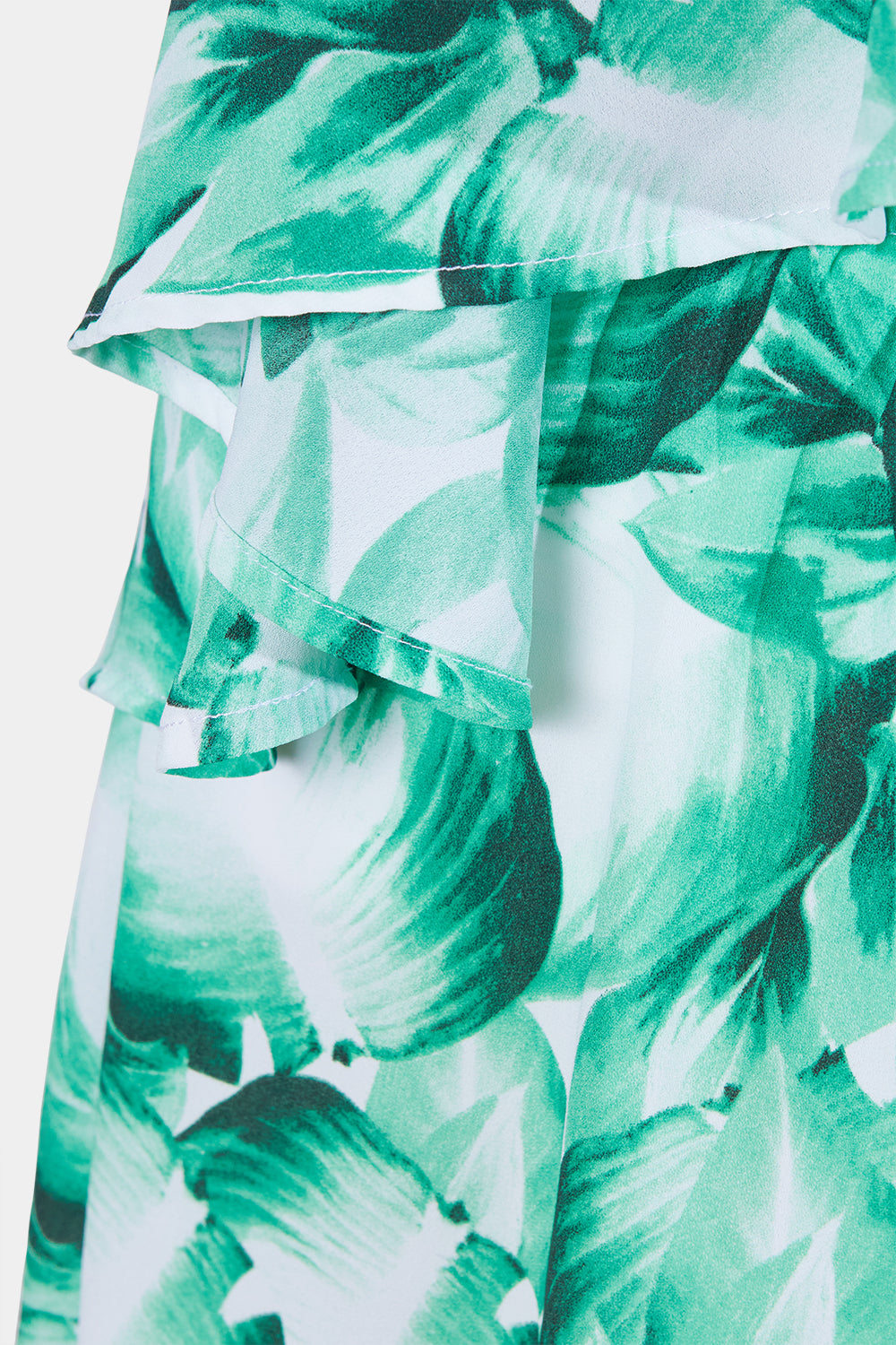 MUMU Green Floral Print Tiered Dress