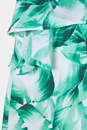 MUMU Green Floral Print Tiered Dress